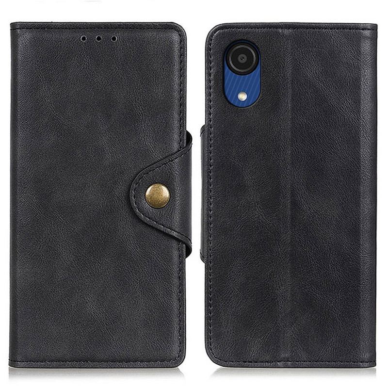 Capa De Couro Para Samsung Galaxy A03 Core Botão De Couro Falso