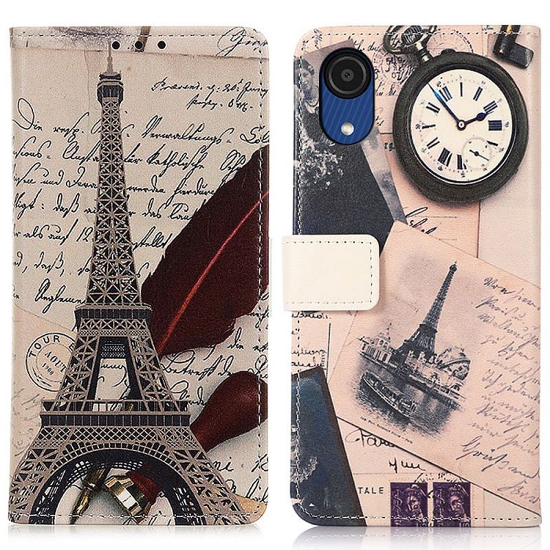 Capa De Couro Para Samsung Galaxy A03 Core Torre Eiffel Do Poeta