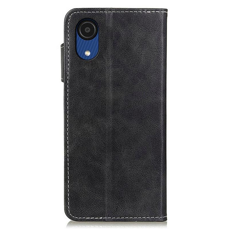 Capa Flip Para Samsung Galaxy A03 Core Botão Artístico E Costuras