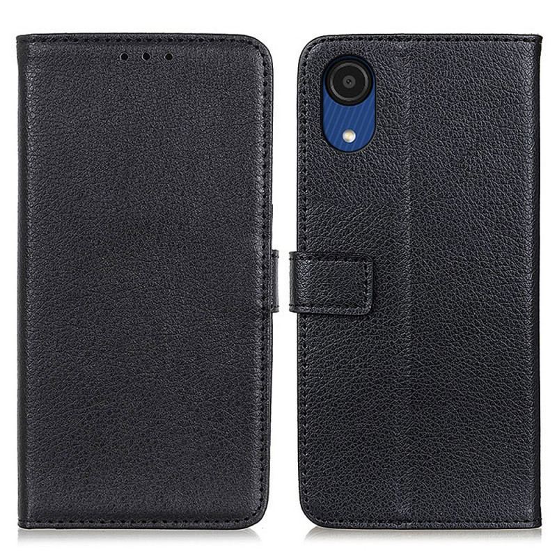 Capa Folio Para Samsung Galaxy A03 Core Couro Sintético De Lichia
