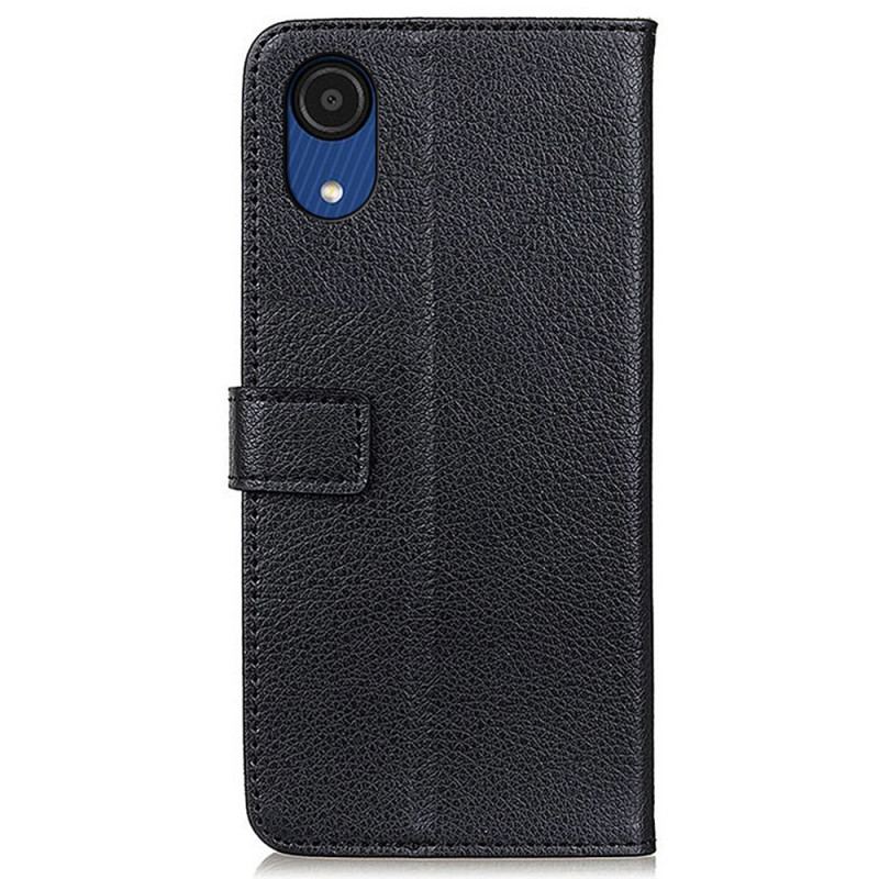 Capa Folio Para Samsung Galaxy A03 Core Couro Sintético De Lichia