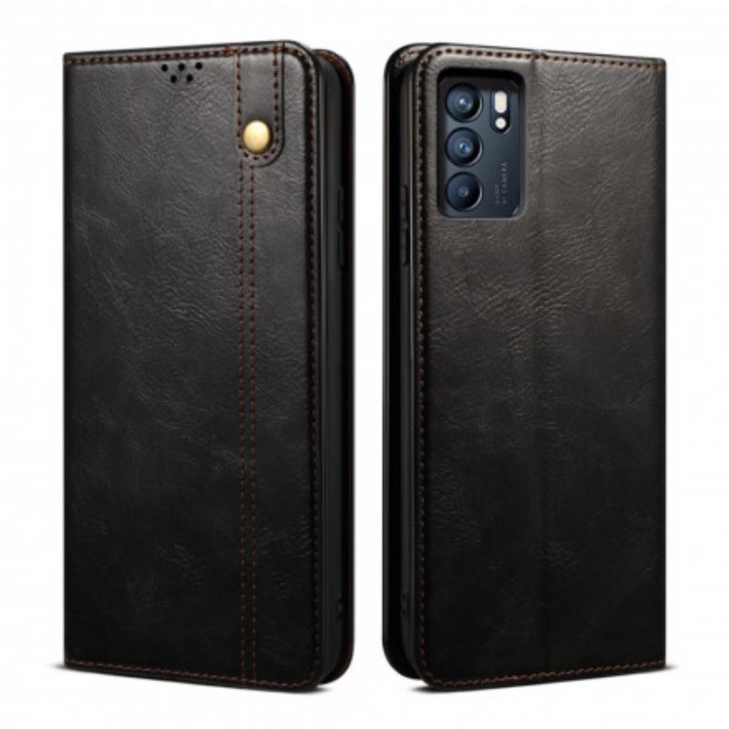 Capa De Celular Para Oppo Reno 6 5G Flip Couro Sintético Encerado