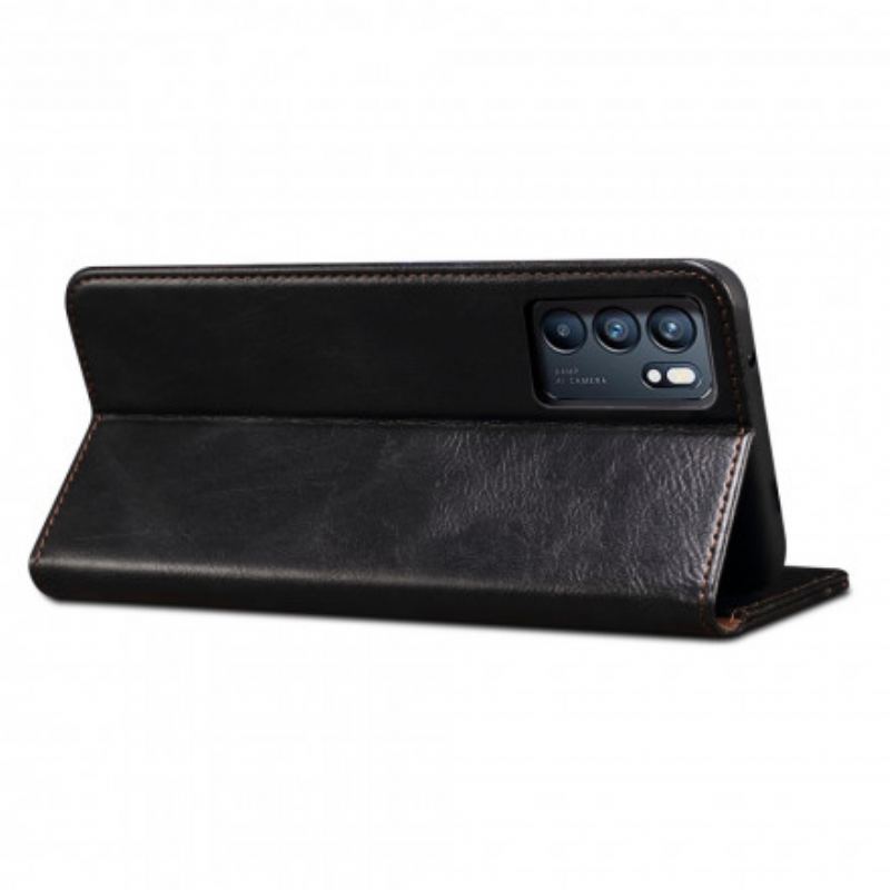 Capa De Celular Para Oppo Reno 6 5G Flip Couro Sintético Encerado