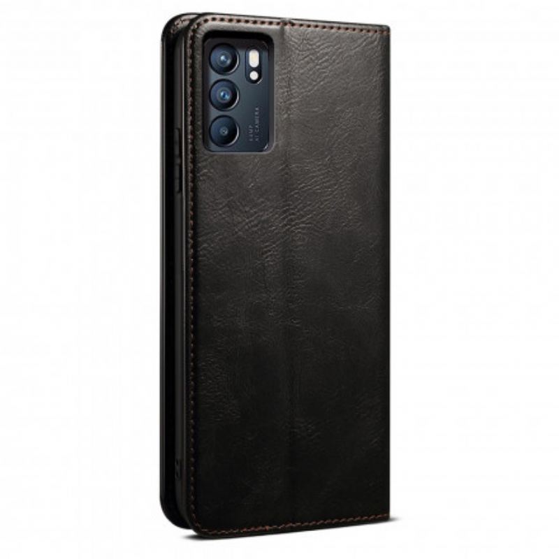 Capa De Celular Para Oppo Reno 6 5G Flip Couro Sintético Encerado