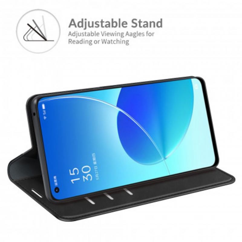 Capa De Celular Para Oppo Reno 6 5G Flip Efeito Couro Macio