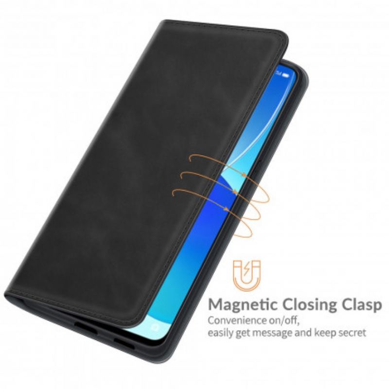Capa De Celular Para Oppo Reno 6 5G Flip Efeito Couro Macio
