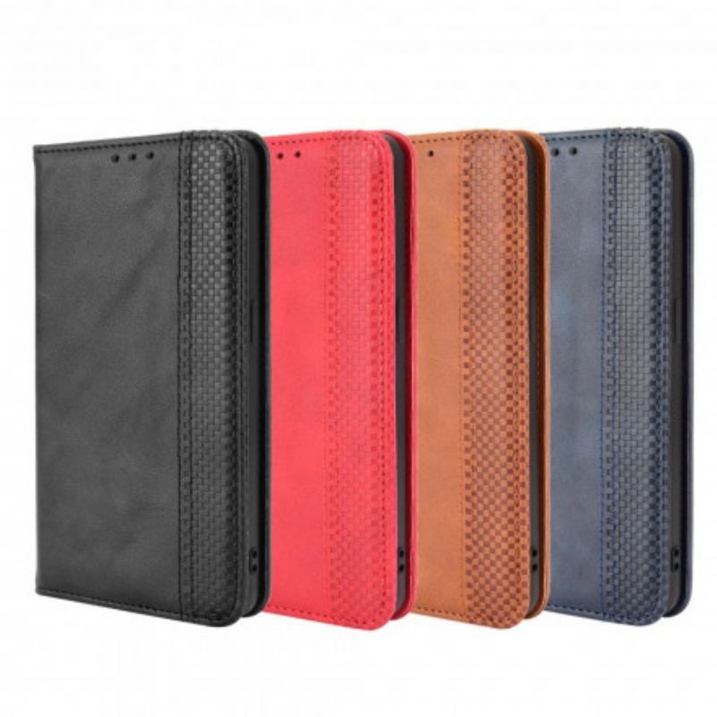 Capa De Celular Para Oppo Reno 6 5G Flip Efeito Couro Vintage Estilizado