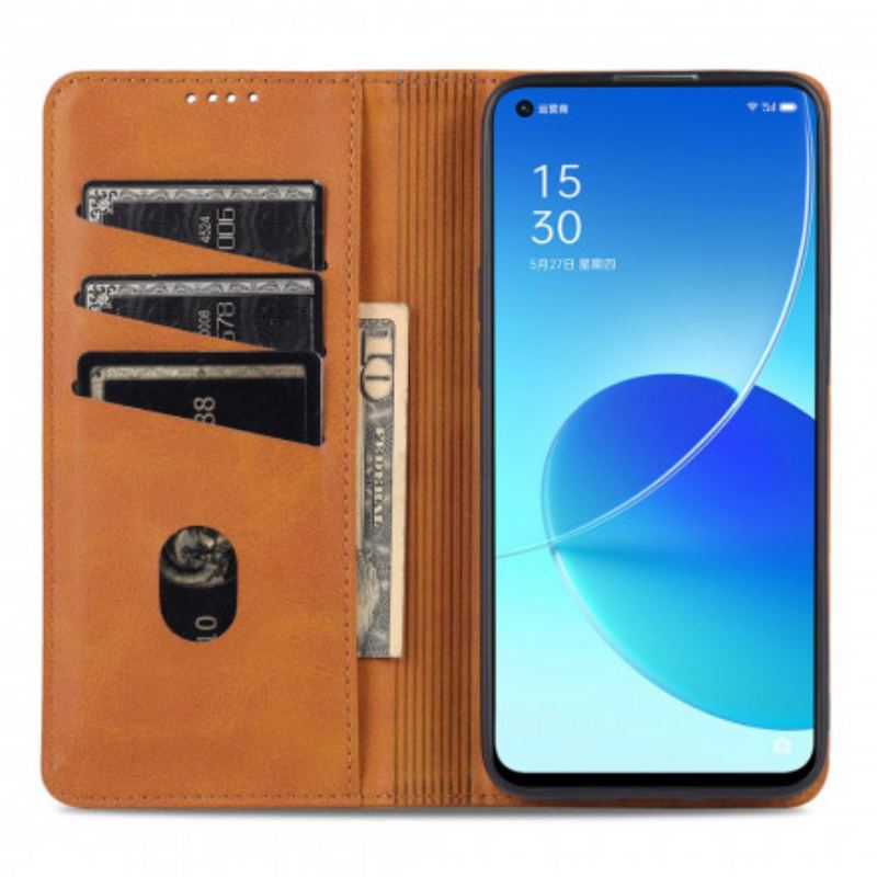 Capa De Celular Para Oppo Reno 6 5G Flip Estilo De Couro Azns