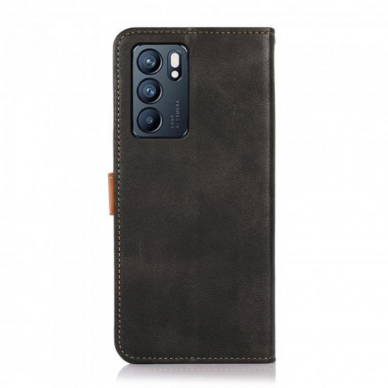 Capa De Couro Para Oppo Reno 6 5G Com Alça Khazneh
