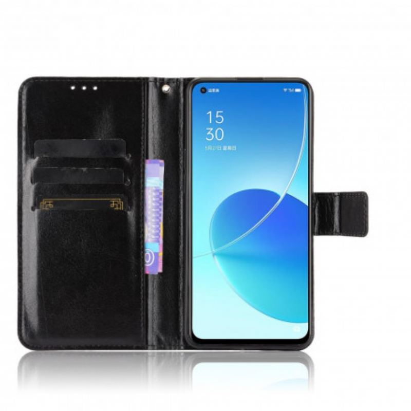 Capa De Couro Para Oppo Reno 6 5G Couro Falso Chamativo