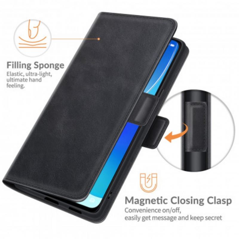 Capa De Couro Para Oppo Reno 6 5G Fecho Duplo