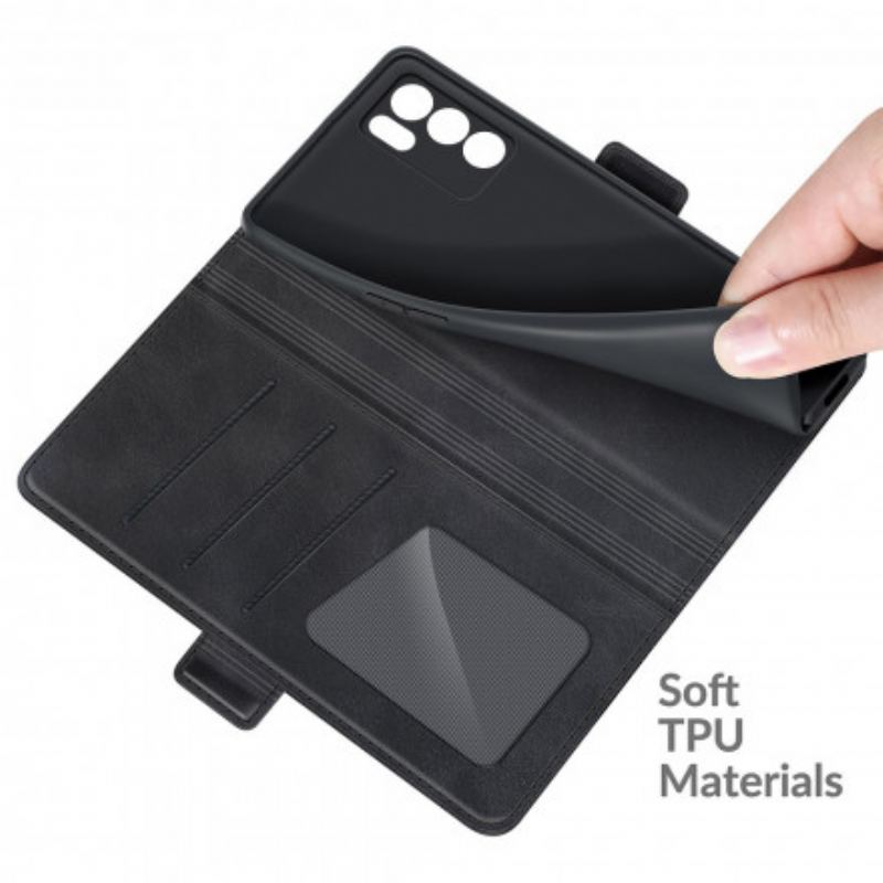 Capa De Couro Para Oppo Reno 6 5G Fecho Duplo