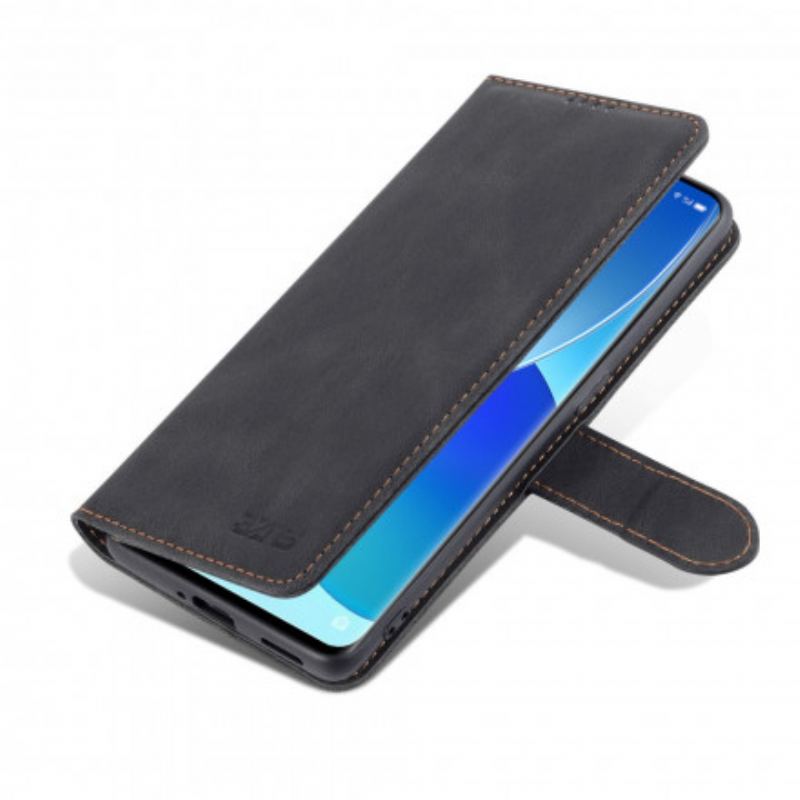Capa Flip Para Oppo Reno 6 5G Alta Costura Com Efeito De Couro Azns
