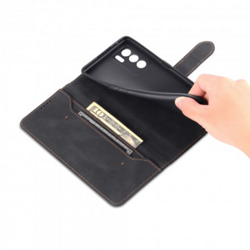 Capa Flip Para Oppo Reno 6 5G Alta Costura Com Efeito De Couro Azns