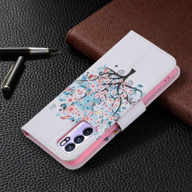 Capa Flip Para Oppo Reno 6 5G Árvore Florida