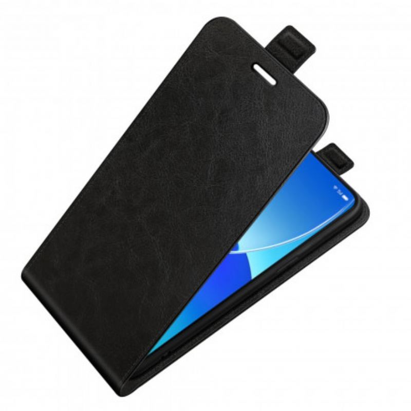 Capa Flip Para Oppo Reno 6 5G De Couro Aba Vertical Efeito Couro