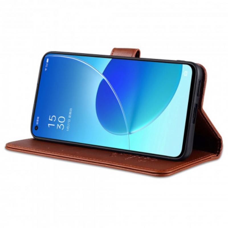 Capa Flip Para Oppo Reno 6 5G Couro Sintético Azns
