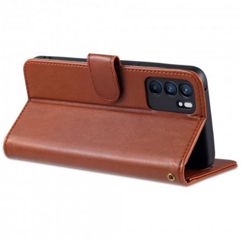 Capa Flip Para Oppo Reno 6 5G Couro Sintético Azns