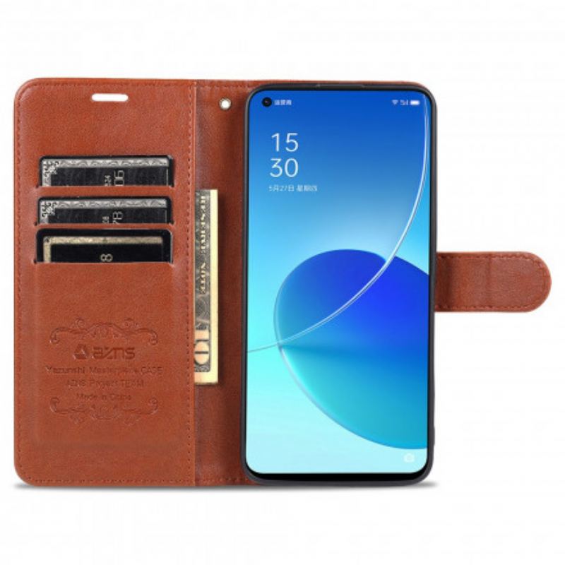 Capa Flip Para Oppo Reno 6 5G Couro Sintético Azns