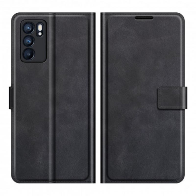 Capa Flip Para Oppo Reno 6 5G Efeito De Couro Extremo Fino
