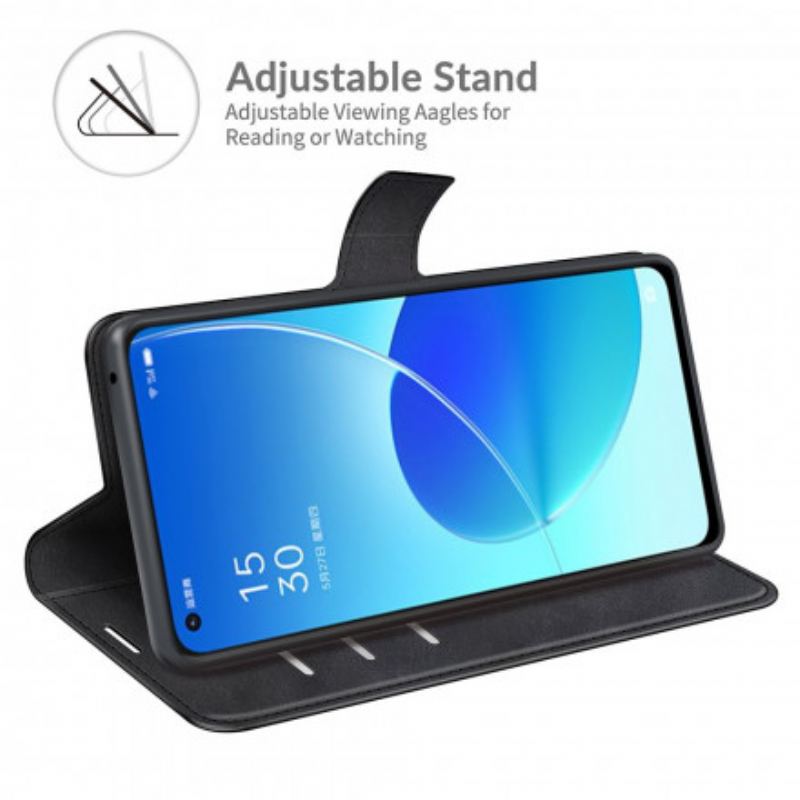 Capa Flip Para Oppo Reno 6 5G Efeito De Couro Extremo Fino