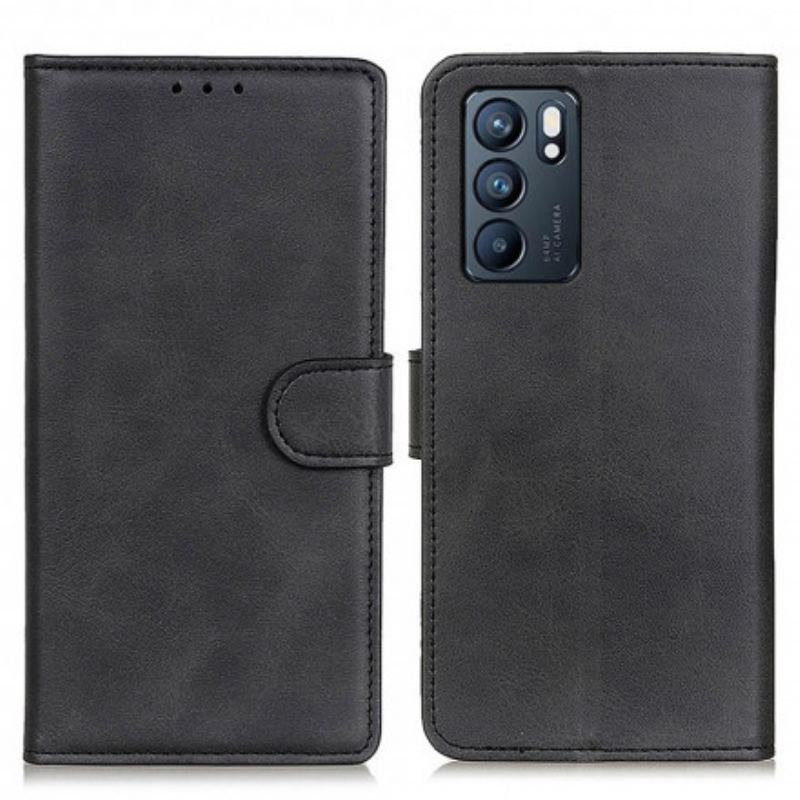 Capa Flip Para Oppo Reno 6 5G Efeito De Couro Fosco Retrô