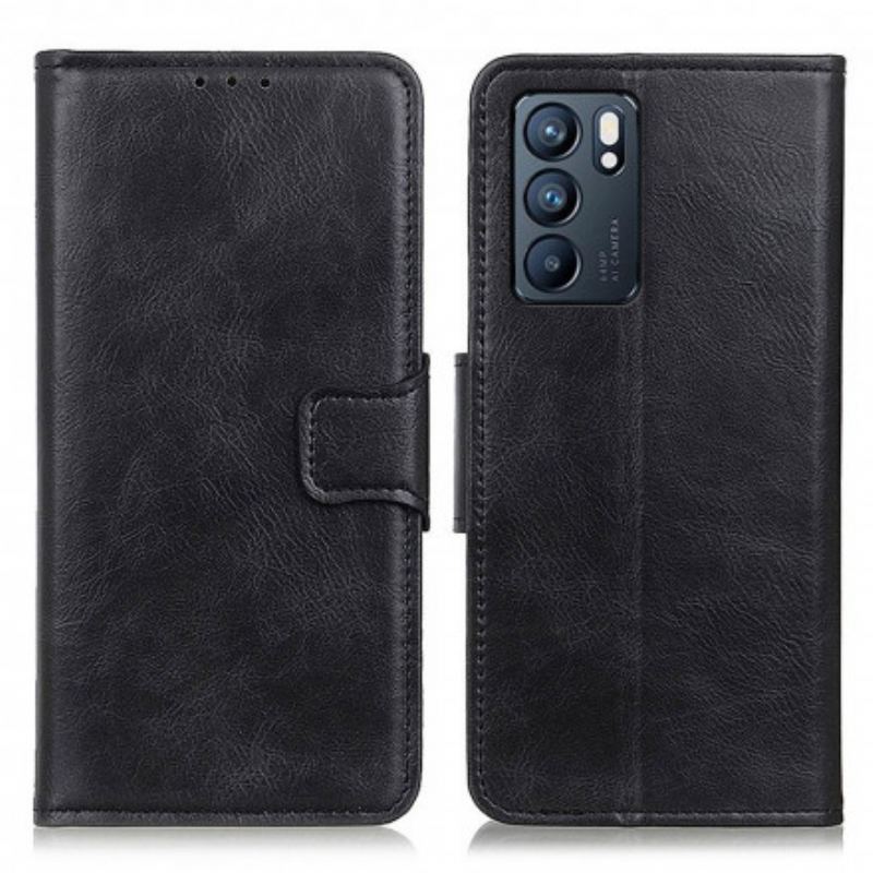 Capa Folio Para Oppo Reno 6 5G Fecho Reversível Efeito Couro