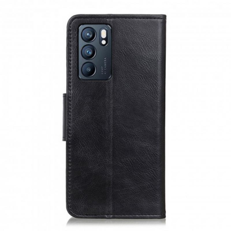 Capa Folio Para Oppo Reno 6 5G Fecho Reversível Efeito Couro