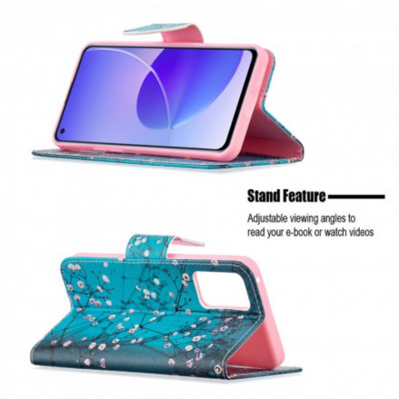 Capa Folio Para Oppo Reno 6 5G Ramos Floridos
