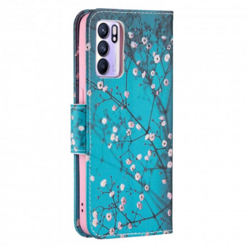 Capa Folio Para Oppo Reno 6 5G Ramos Floridos
