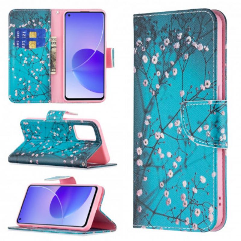 Capa Folio Para Oppo Reno 6 5G Ramos Floridos