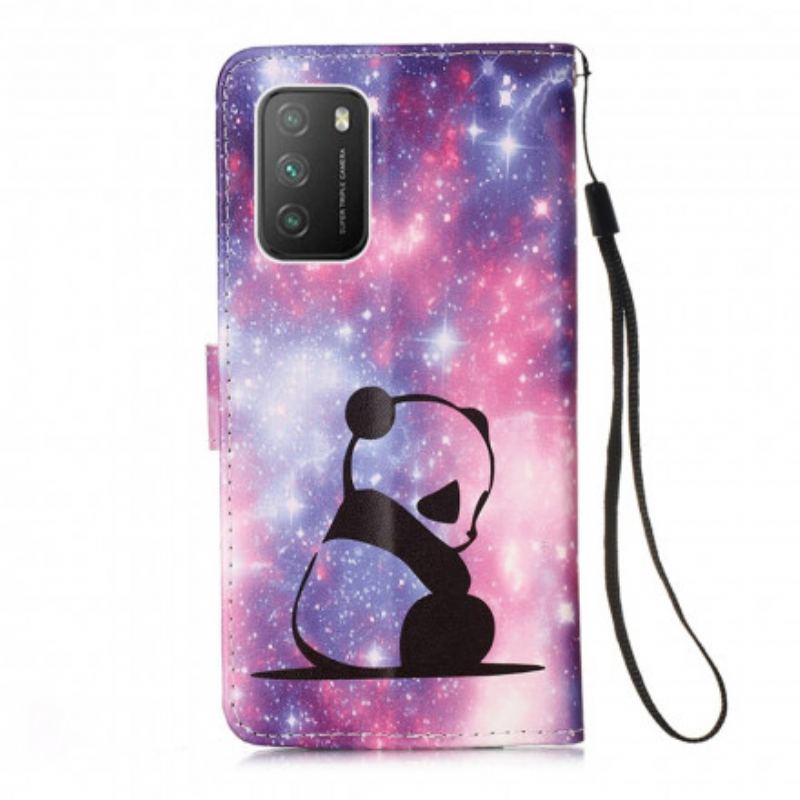 Capa De Couro Para Poco M3 De Cordão Lanyard Panda Reflexões
