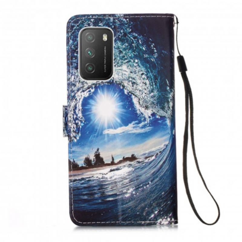 Capa Em Pele Para Poco M3 De Cordão Paisagem Lanyard Daydreams