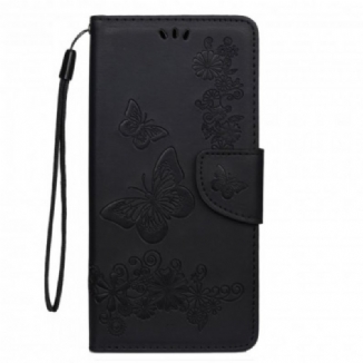 Capa Flip Para Poco M3 Apenas Borboletas Com Cordão