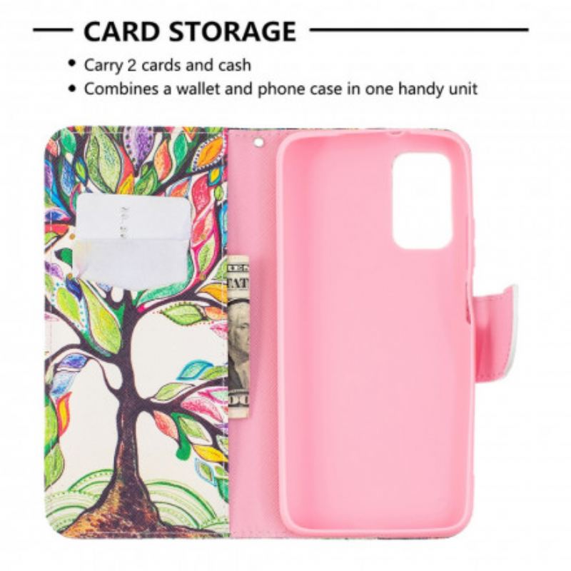 Capa Flip Para Poco M3 Árvore Colorida