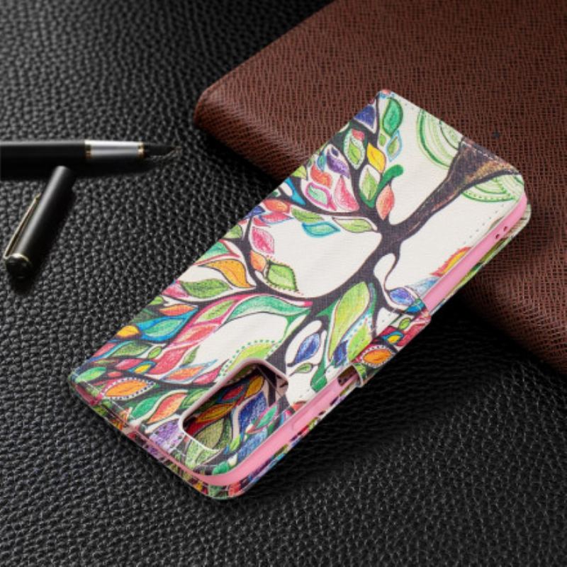 Capa Flip Para Poco M3 Árvore Colorida