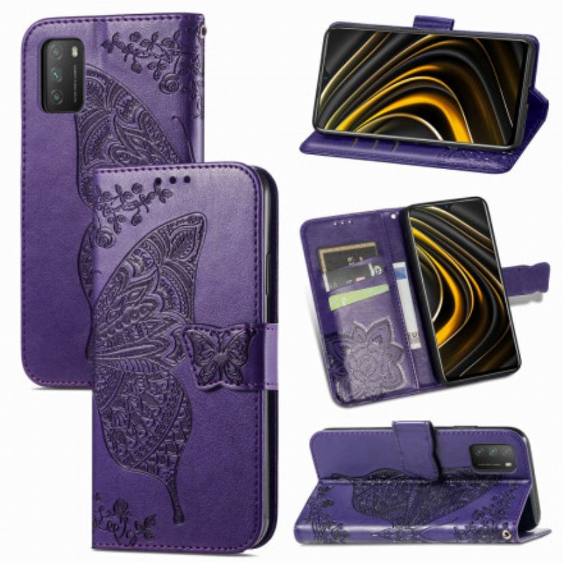 Capa Flip Para Poco M3 Meia Borboleta Asteca