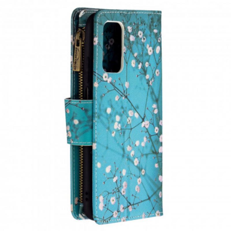 Capa Folio Para Poco M3 Bolso De Árvore Com Zíper