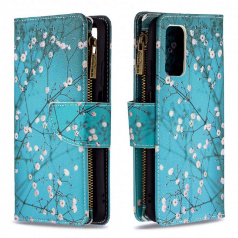 Capa Folio Para Poco M3 Bolso De Árvore Com Zíper