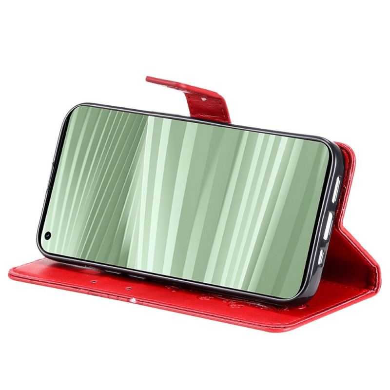 Capa De Couro Para Realme GT2 Pro De Cordão Borboletas Gigantes