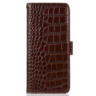 Capa De Couro Para Realme GT2 Pro Couro Genuíno Estilo Crocodilo Rfid