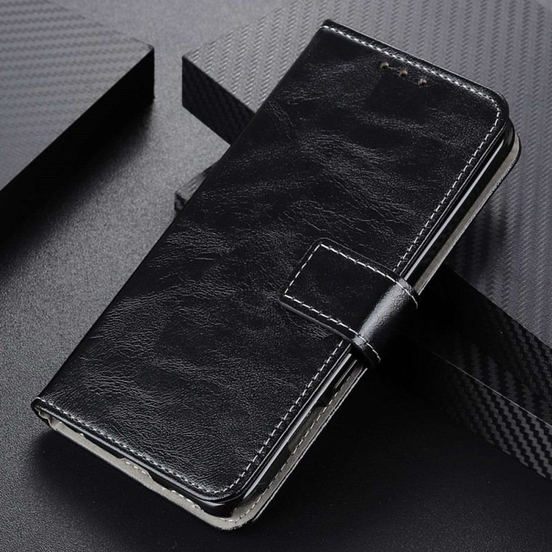 Capa Flip Para Realme GT2 Pro Envernizado Com Costuras