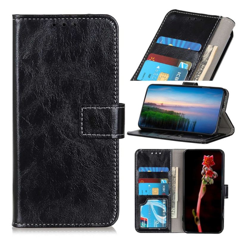 Capa Flip Para Realme GT2 Pro Envernizado Com Costuras