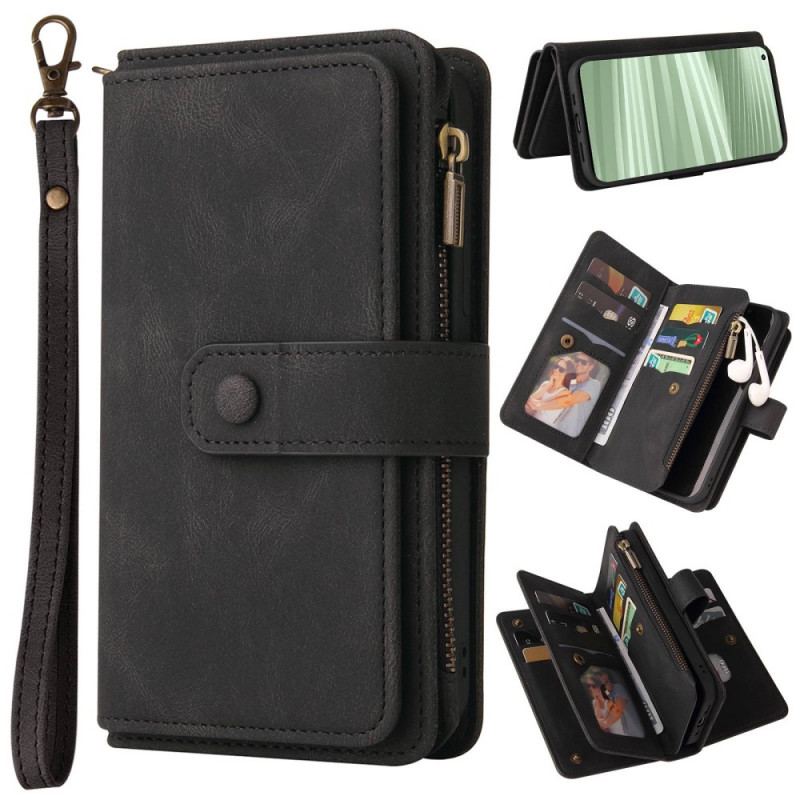 Capa Flip Para Realme GT2 Pro Titular Do Cartão Multifuncional