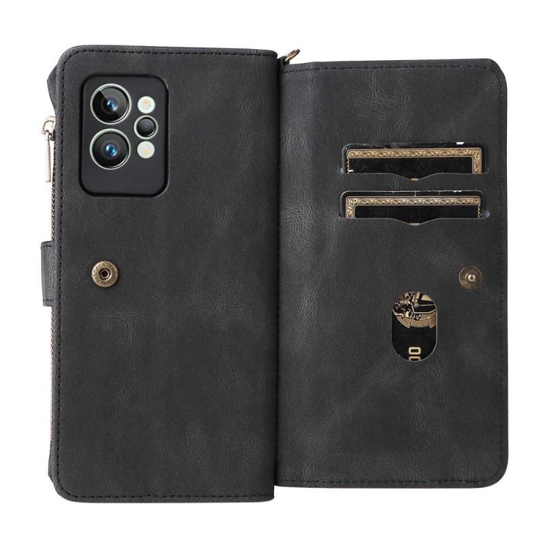Capa Flip Para Realme GT2 Pro Titular Do Cartão Multifuncional