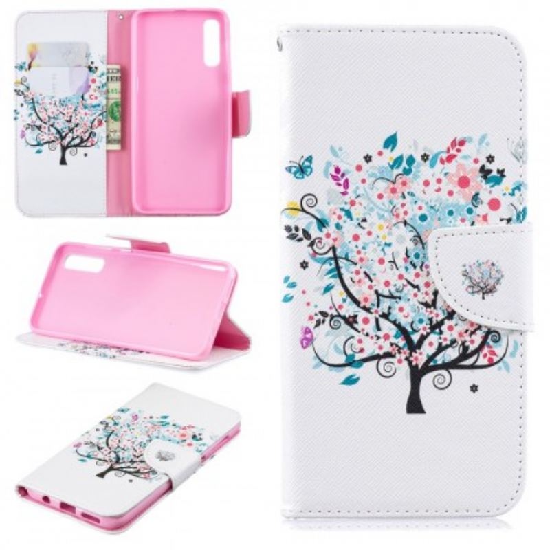 Capa De Couro Para Samsung Galaxy A50 Árvore Florida