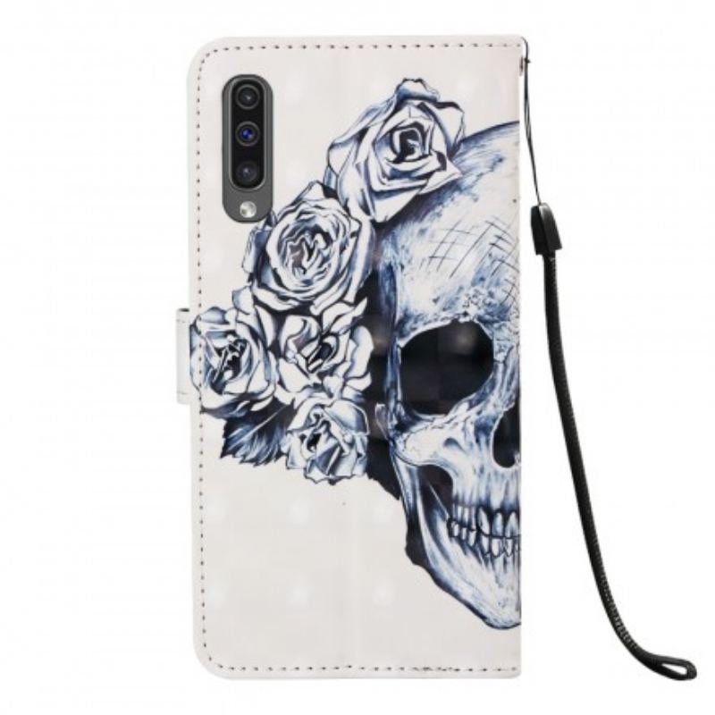 Capa De Couro Para Samsung Galaxy A50 Caveira Florida