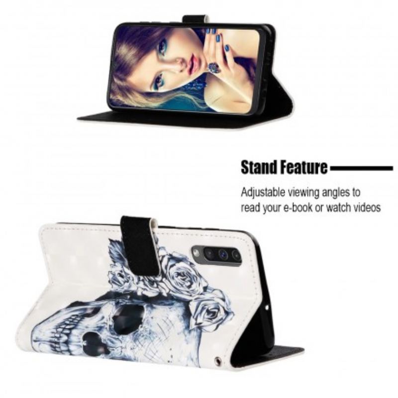 Capa De Couro Para Samsung Galaxy A50 Caveira Florida