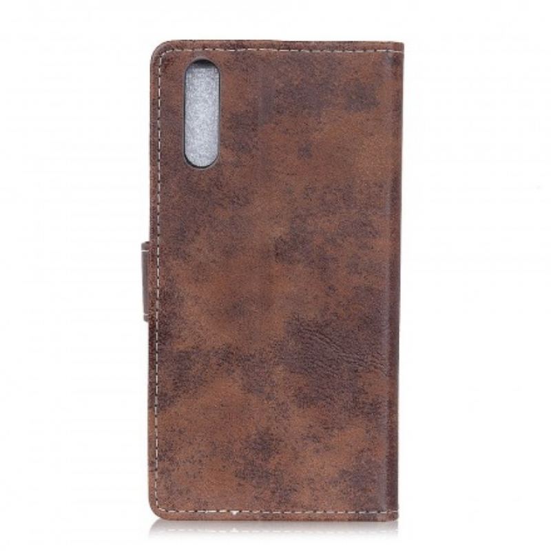 Capa De Couro Para Samsung Galaxy A50 Efeito Couro Vintage