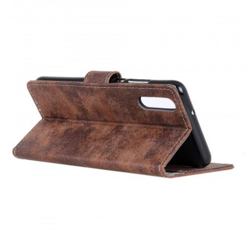 Capa De Couro Para Samsung Galaxy A50 Efeito Couro Vintage